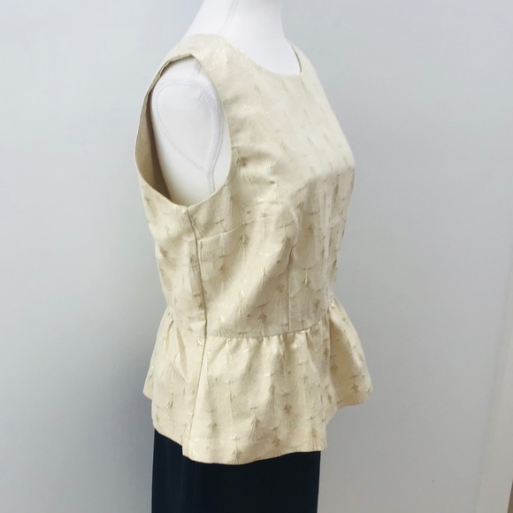 H&M size 12-14 sleeveless gold brocade top with gathered waist - Picture 3 of 7